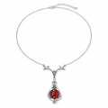 Vintage Silver Red Stone Pendant Necklace