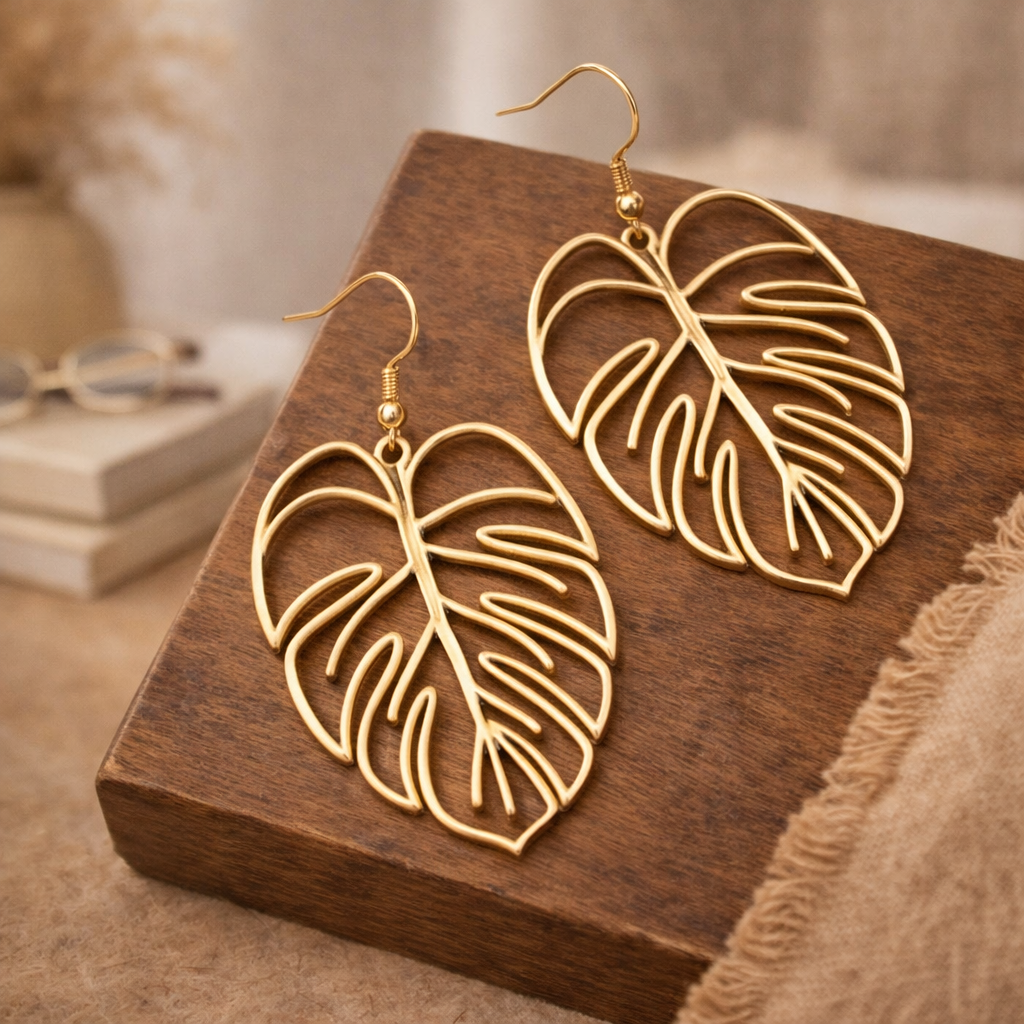 Gold Leaf Drop Earrings