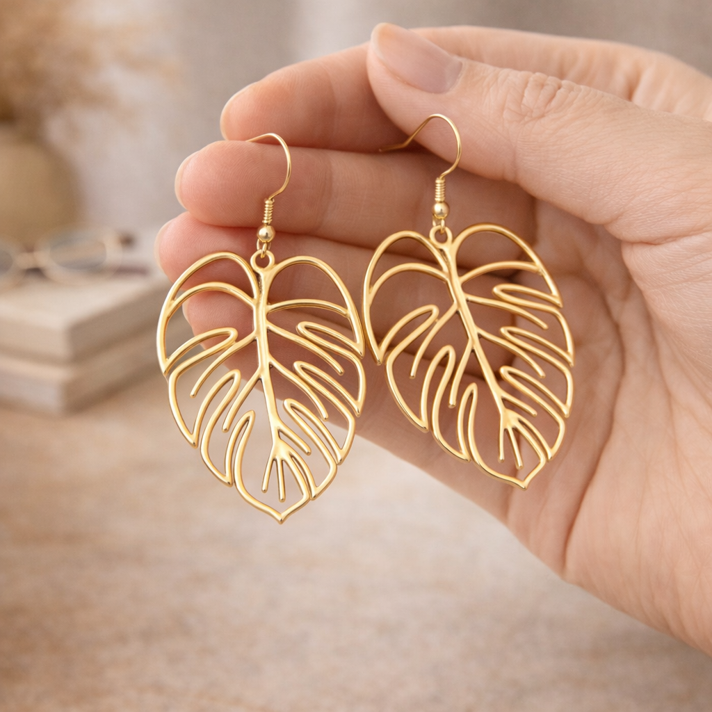 Gold Leaf Drop Earrings