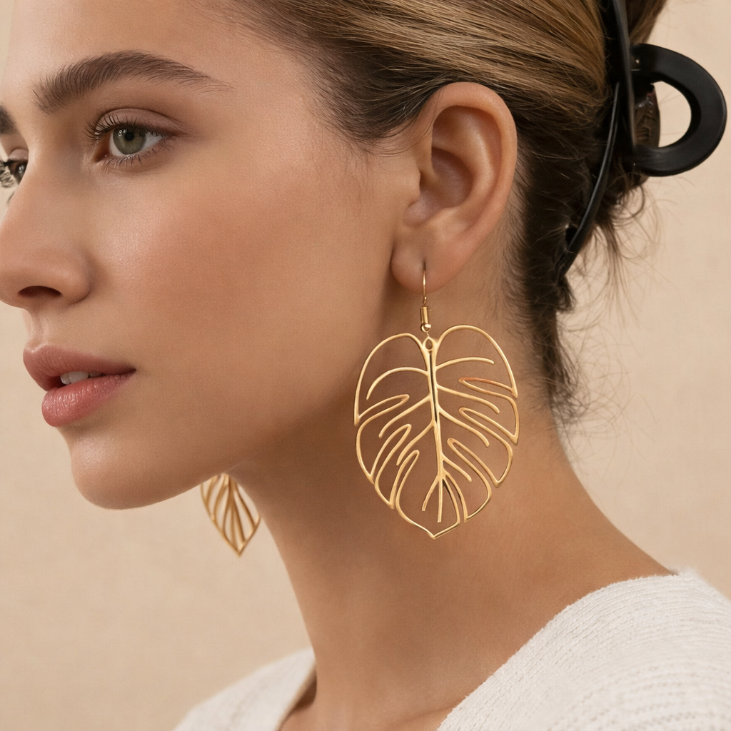 Gold Leaf Drop Earrings