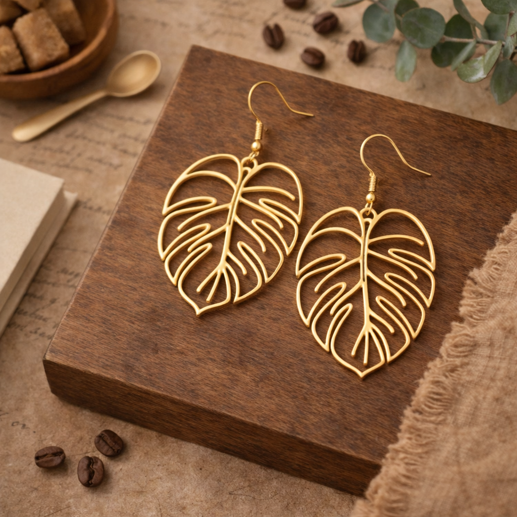 Gold Leaf Drop Earrings
