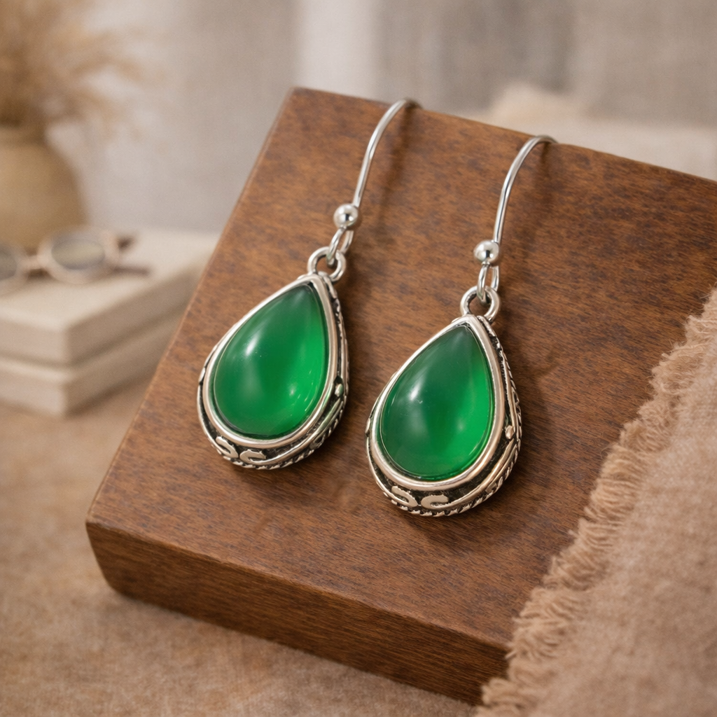 Emerald Green Teardrop Earrings