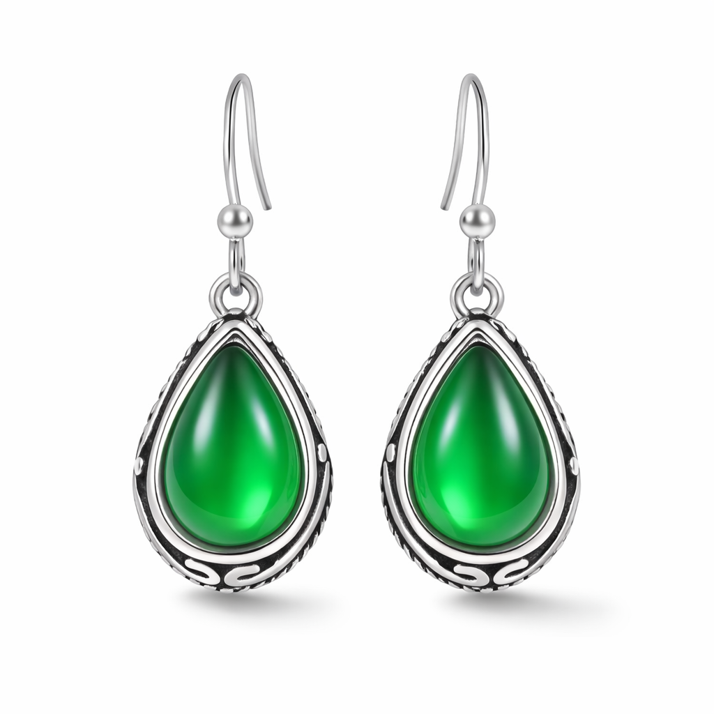 Emerald Green Teardrop Earrings