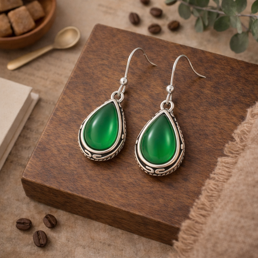 Emerald Green Teardrop Earrings