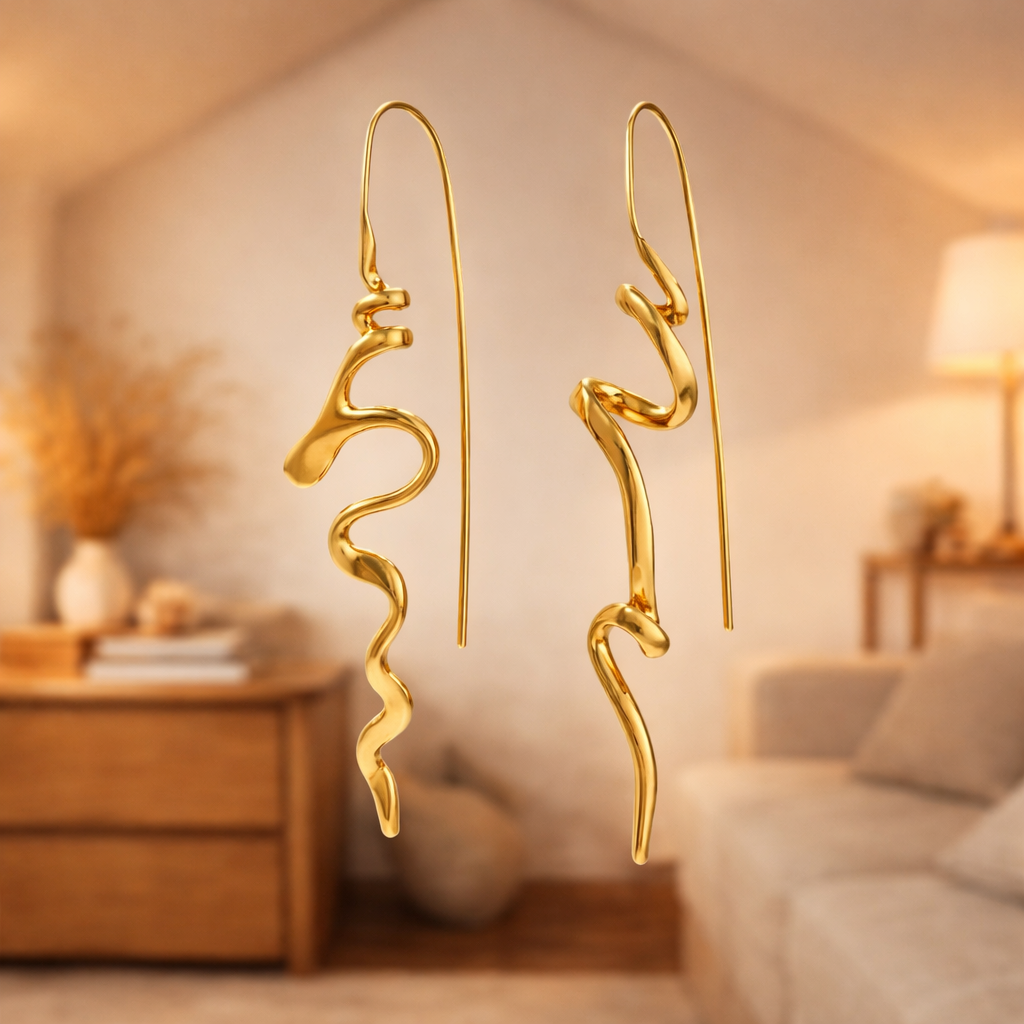 Abstract Gold Drop Earrings