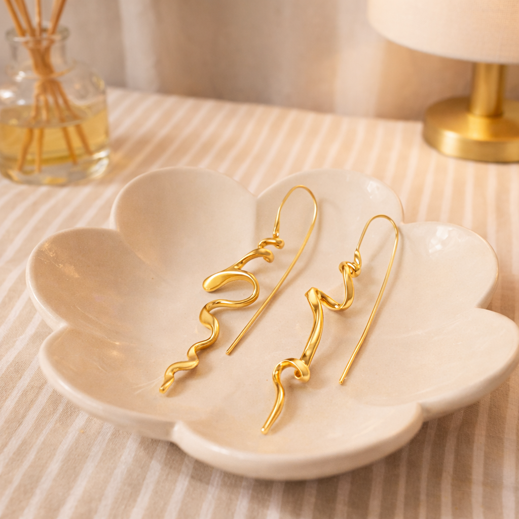 Abstract Gold Drop Earrings