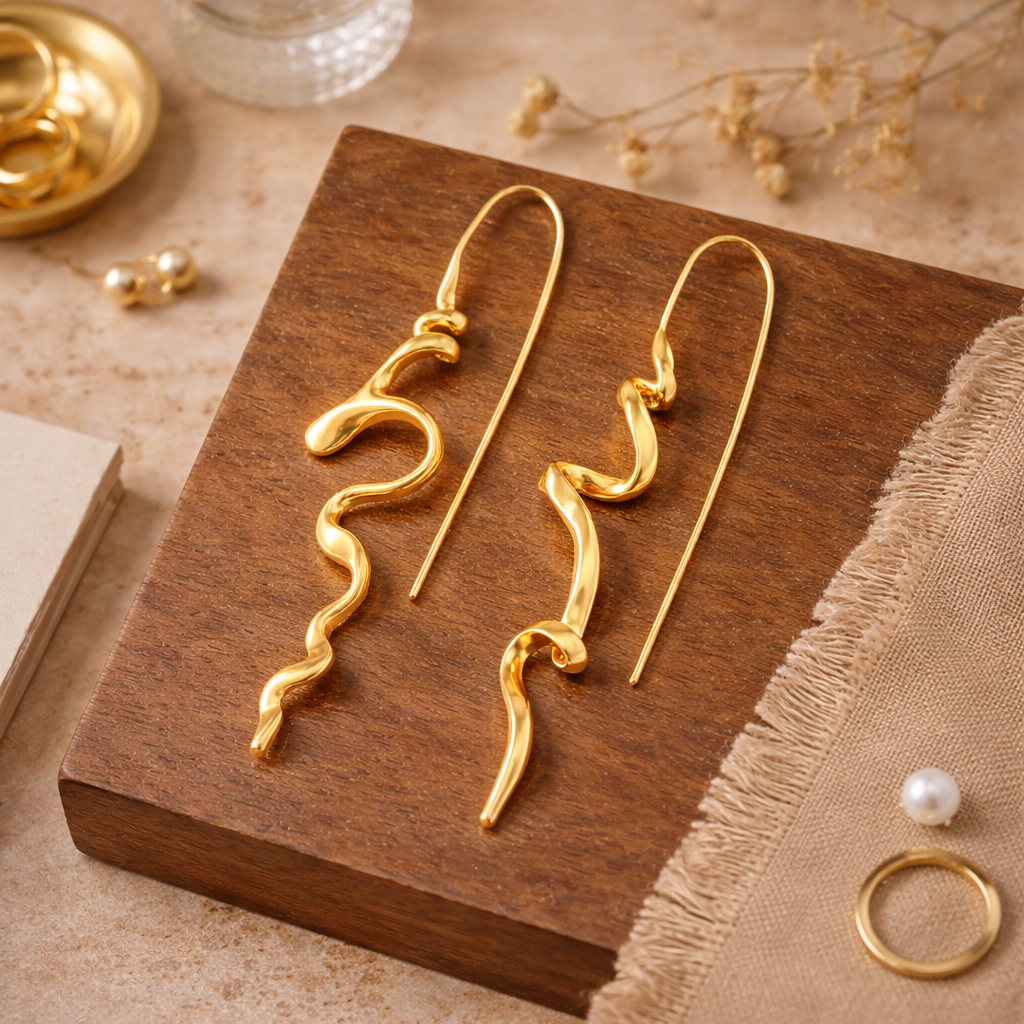 Abstract Gold Drop Earrings