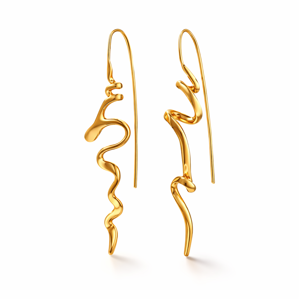 Abstract Gold Drop Earrings