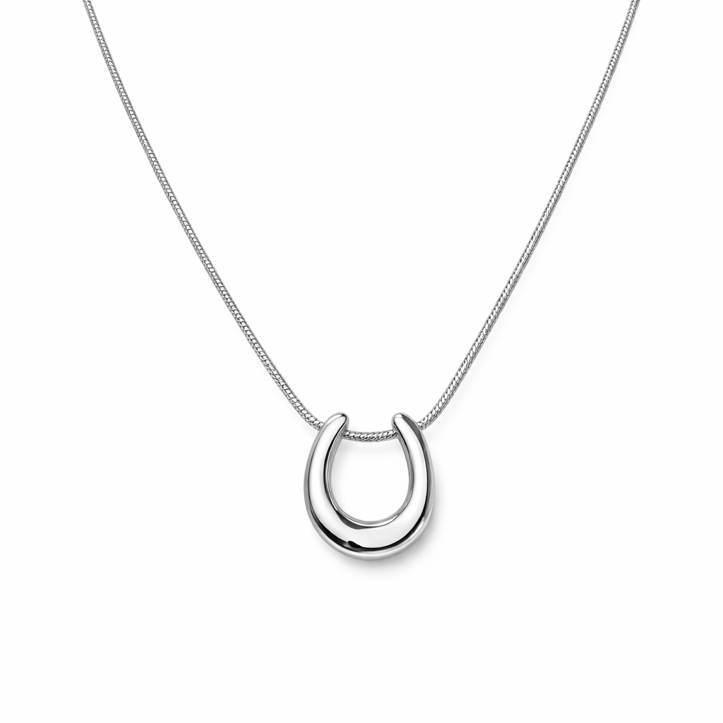 Minimalist Silver Horseshoe Pendant Necklace