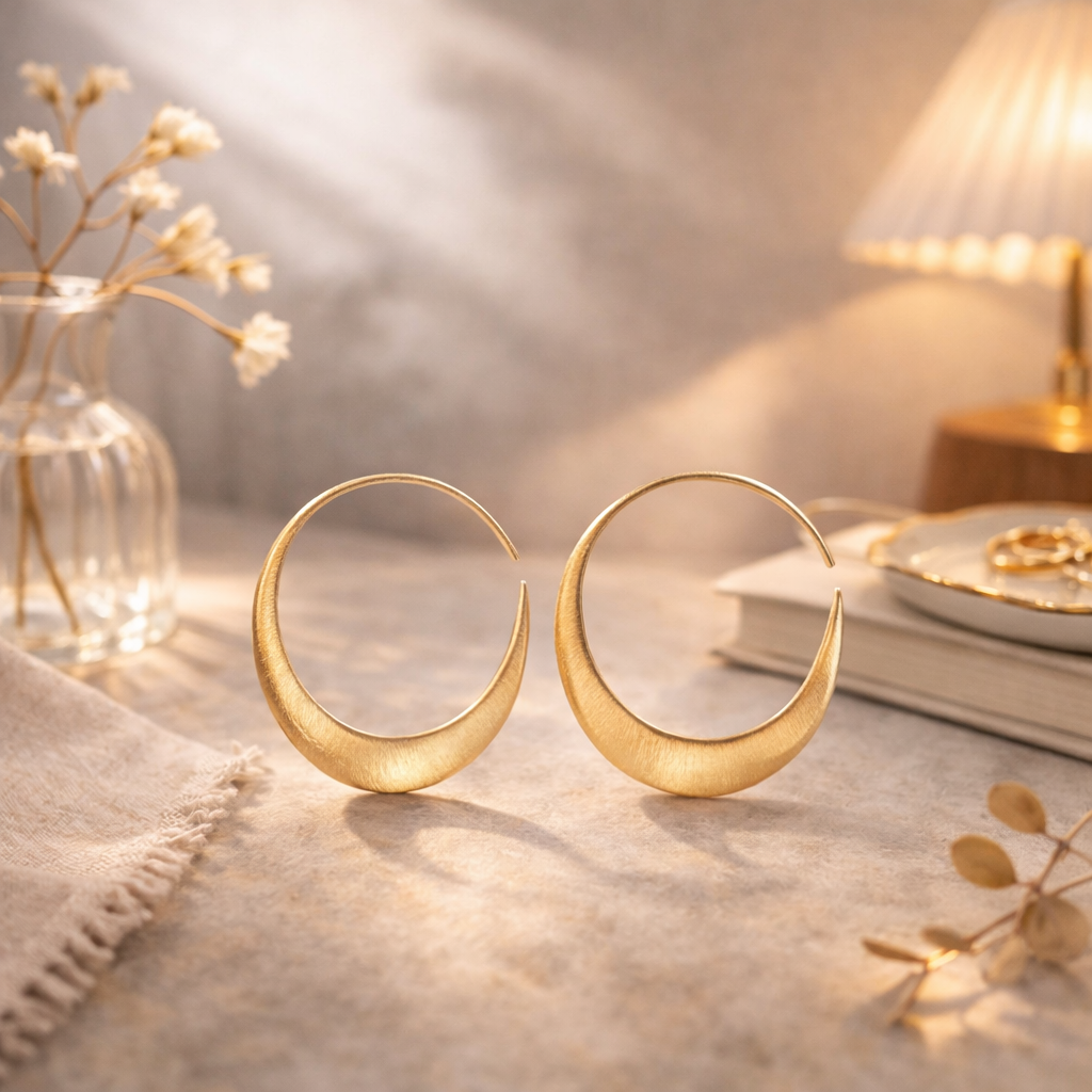 Gold Crescent Hoop Earrings