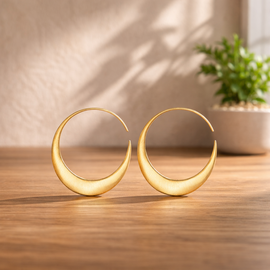 Gold Crescent Hoop Earrings