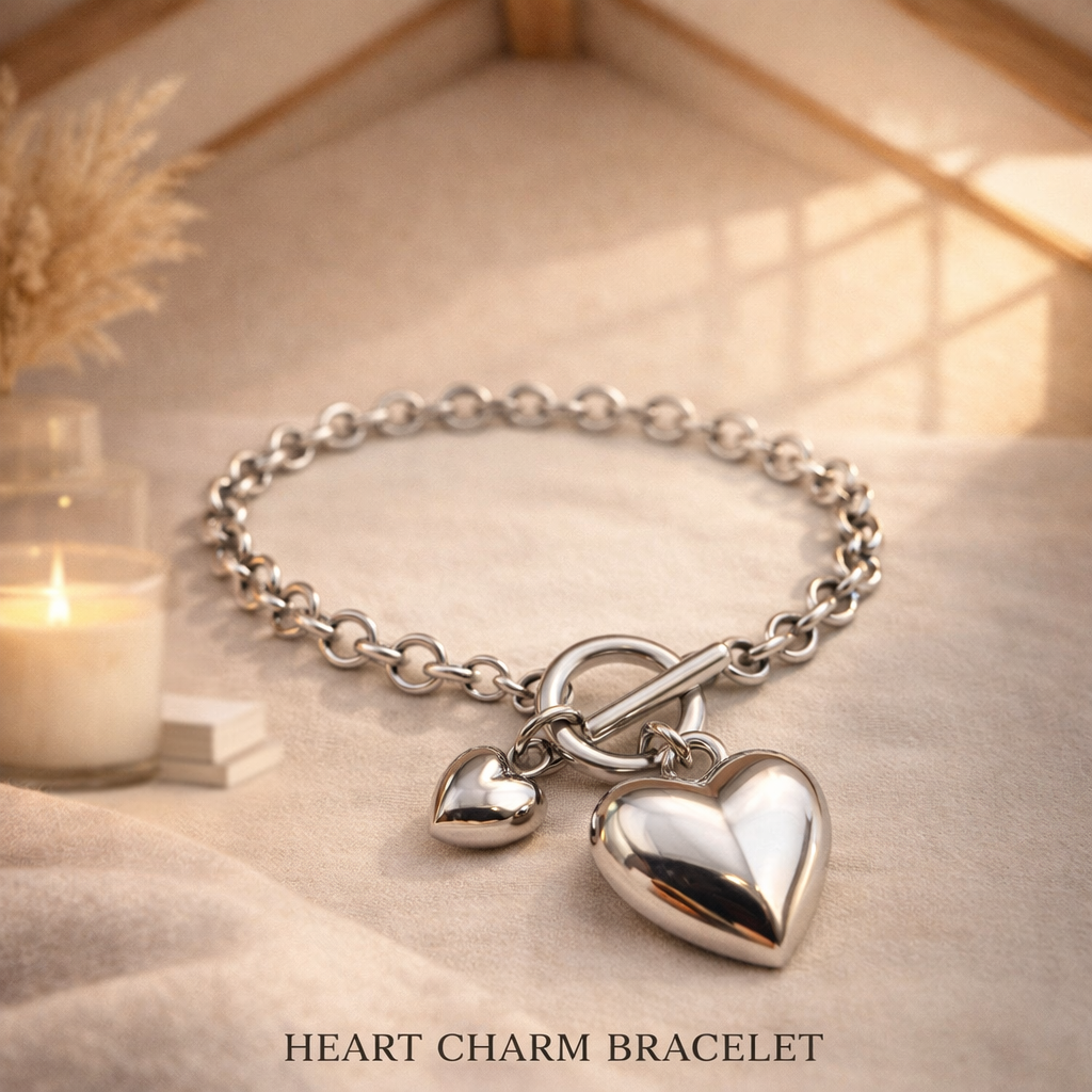 Silver Heart Toggle Bracelet