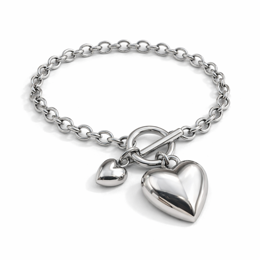Silver Heart Toggle Bracelet